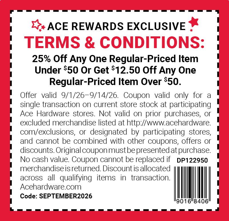 September Ace Rewards Coupon Details